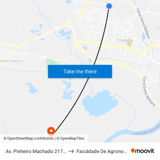 Av. Pinheiro Machado 2172 - Fragata Pelotas - Rs 96040-500 Brasil to Faculdade De Agronomia Eliseu Maciel - Faem - Prédio 02 map