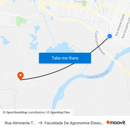 Rua Almirante Tamandaré 875 to Faculdade De Agronomia Eliseu Maciel - Faem - Prédio 02 map
