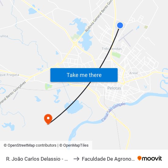 R. João Carlos Delassio - Conjunt0 Fernando Osório Pelotas - Rs Brasil to Faculdade De Agronomia Eliseu Maciel - Faem - Prédio 02 map