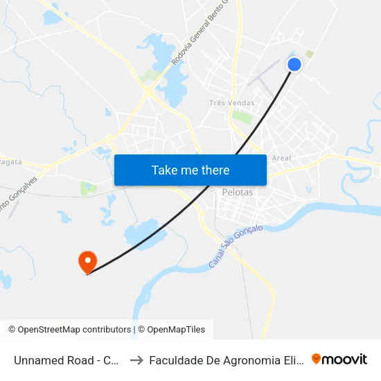 Unnamed Road - Cavg Pelotas - Rs Brasil to Faculdade De Agronomia Eliseu Maciel - Faem - Prédio 02 map
