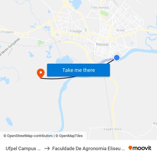 Ufpel Campus Porto (Anglo) to Faculdade De Agronomia Eliseu Maciel - Faem - Prédio 02 map