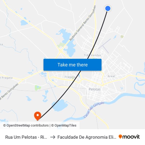 Rua Um Pelotas - Rio Grande Do Sul Brasil to Faculdade De Agronomia Eliseu Maciel - Faem - Prédio 02 map