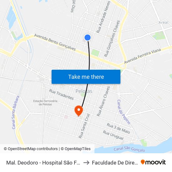 Mal. Deodoro - Hospital São Francisco De Paula to Faculdade De Direito Da Ufpel map