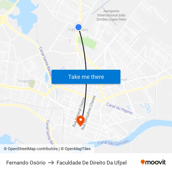Fernando Osório to Faculdade De Direito Da Ufpel map
