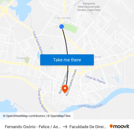 Fernando Osório - Felice / Associação Rural to Faculdade De Direito Da Ufpel map