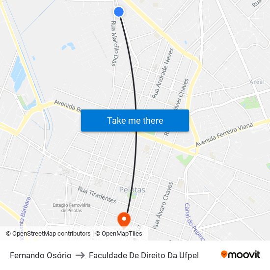 Fernando Osório to Faculdade De Direito Da Ufpel map