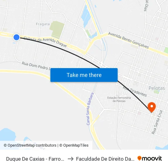 Duque De Caxias - Farroupilha to Faculdade De Direito Da Ufpel map