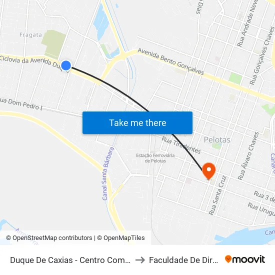 Duque De Caxias - Centro Comercial Bairro Cidade to Faculdade De Direito Da Ufpel map