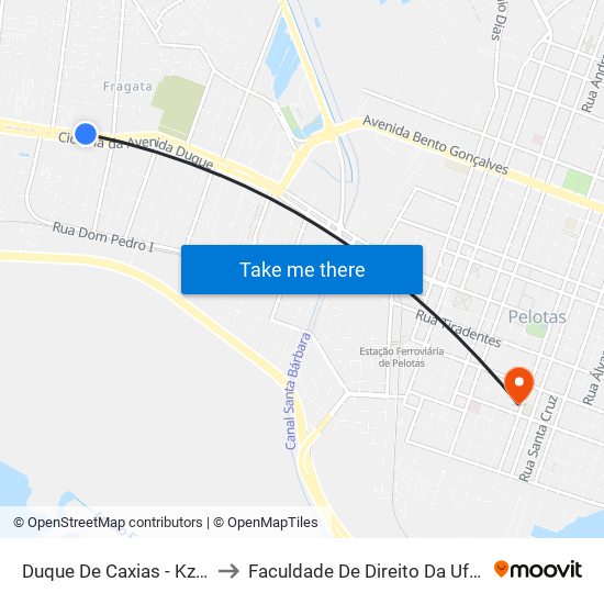 Duque De Caxias - Kzão to Faculdade De Direito Da Ufpel map