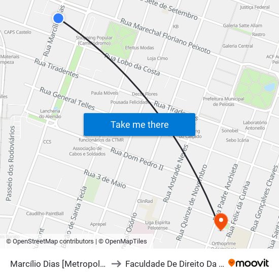 Marcílio Dias [Metropolitano] to Faculdade De Direito Da Ufpel map