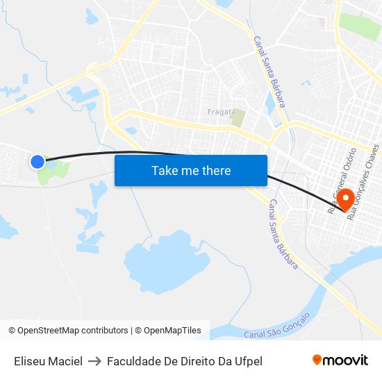 Eliseu Maciel to Faculdade De Direito Da Ufpel map