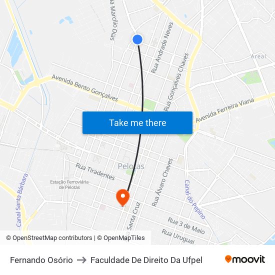 Fernando Osório to Faculdade De Direito Da Ufpel map