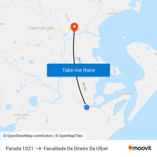 Parada 1021 to Faculdade De Direito Da Ufpel map