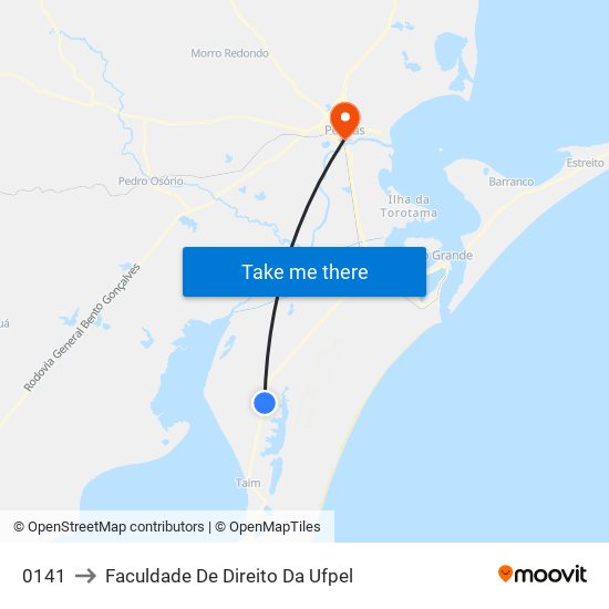 0141 to Faculdade De Direito Da Ufpel map