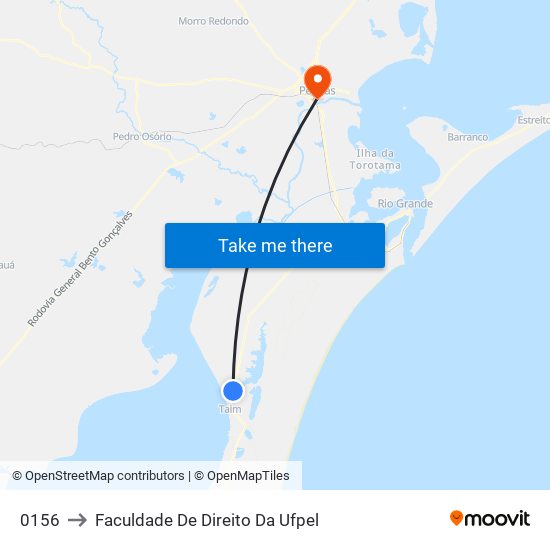 0156 to Faculdade De Direito Da Ufpel map