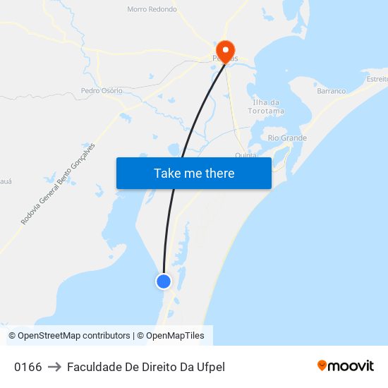 0166 to Faculdade De Direito Da Ufpel map