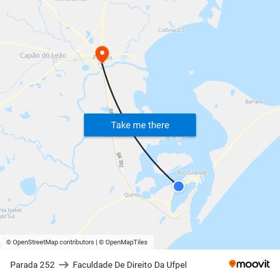 Parada 252 to Faculdade De Direito Da Ufpel map