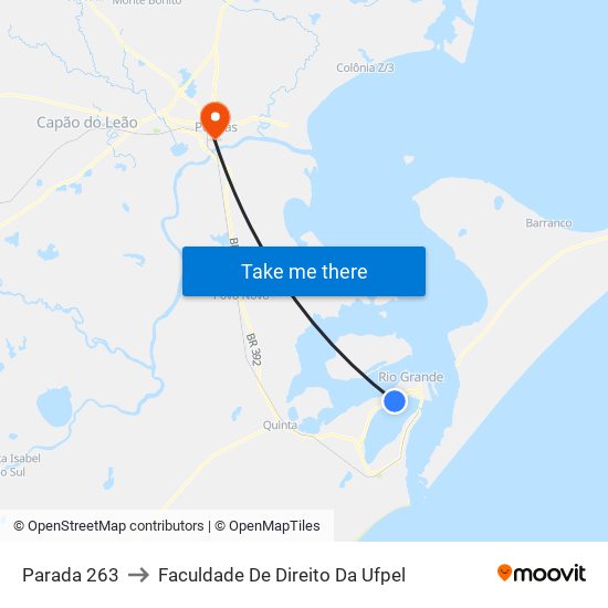 Parada 263 to Faculdade De Direito Da Ufpel map