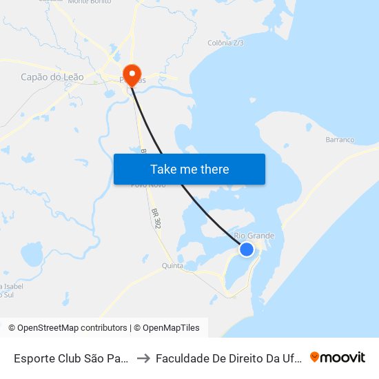 Esporte Club São Paulo to Faculdade De Direito Da Ufpel map