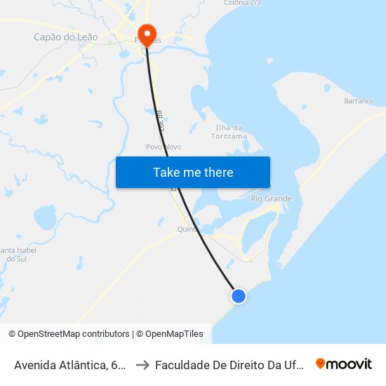 Avenida Atlântica, 631 to Faculdade De Direito Da Ufpel map