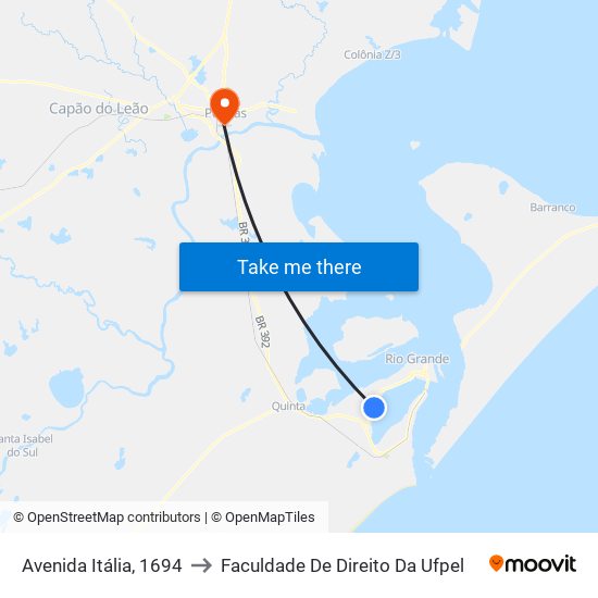 Avenida Itália, 1694 to Faculdade De Direito Da Ufpel map