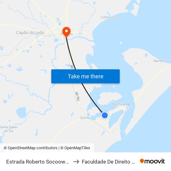 Estrada Roberto Socoowski, 1250 to Faculdade De Direito Da Ufpel map