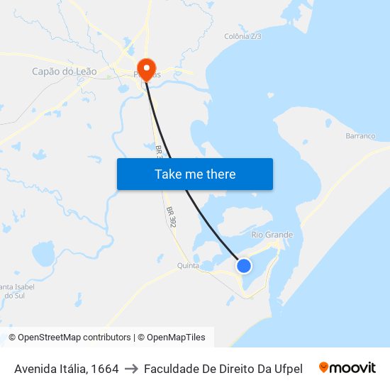 Avenida Itália, 1664 to Faculdade De Direito Da Ufpel map