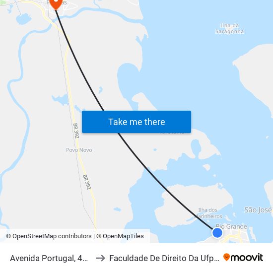 Avenida Portugal, 456 to Faculdade De Direito Da Ufpel map