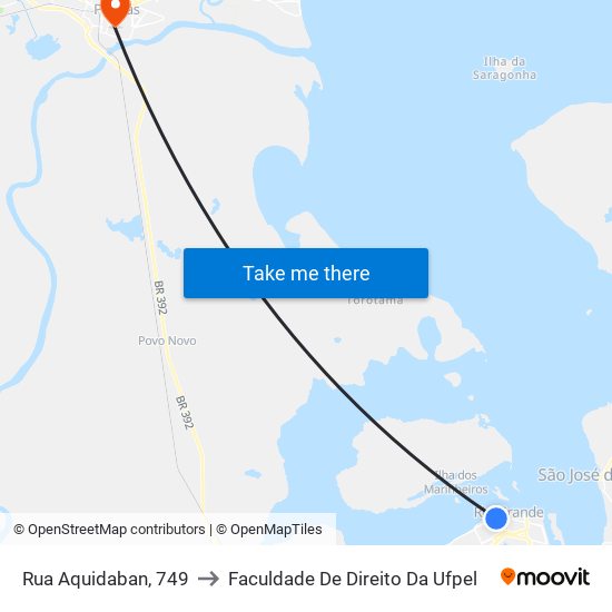 Rua Aquidaban, 749 to Faculdade De Direito Da Ufpel map