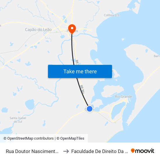 Rua Doutor Nascimento, 397 to Faculdade De Direito Da Ufpel map