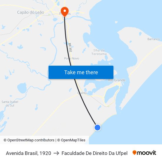 Avenida Brasil, 1920 to Faculdade De Direito Da Ufpel map