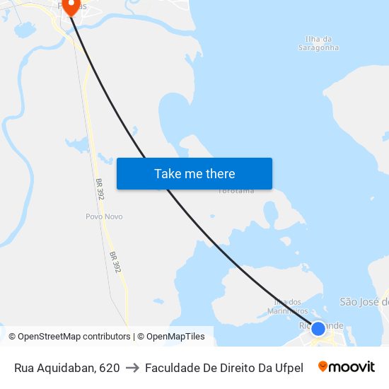 Rua Aquidaban, 620 to Faculdade De Direito Da Ufpel map