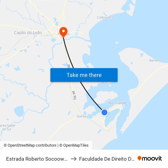 Estrada Roberto Socoowski, 463 to Faculdade De Direito Da Ufpel map