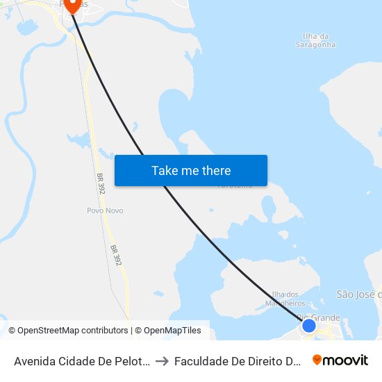 Avenida Cidade De Pelotas, 60 to Faculdade De Direito Da Ufpel map