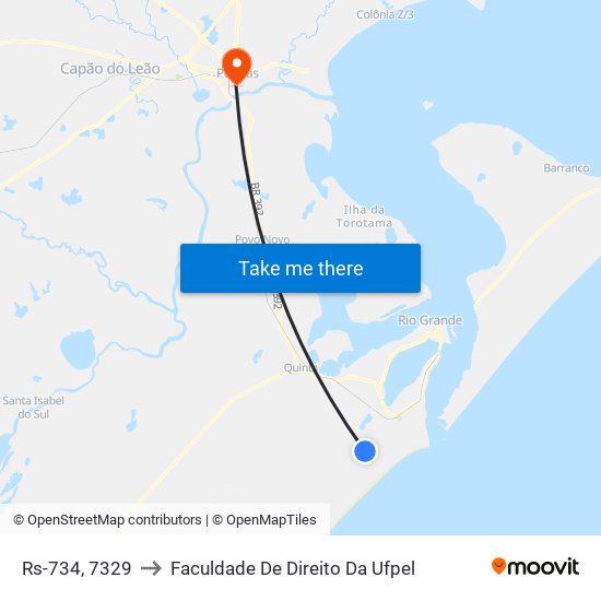 Rs-734, 7329 to Faculdade De Direito Da Ufpel map