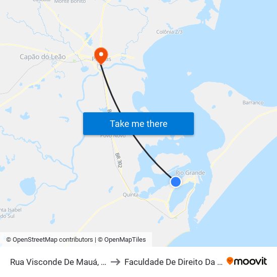 Rua Visconde De Mauá, 1373 to Faculdade De Direito Da Ufpel map