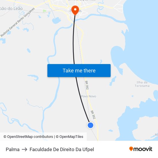 Palma to Faculdade De Direito Da Ufpel map