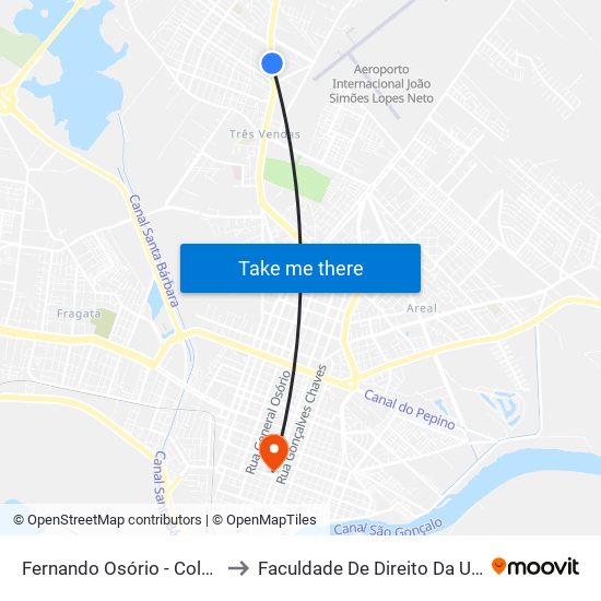 Fernando Osório - Colônia to Faculdade De Direito Da Ufpel map