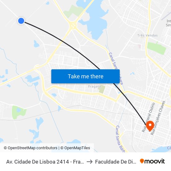 Av. Cidade De Lisboa 2414 - Fragata Pelotas - Rs Brasil to Faculdade De Direito Da Ufpel map