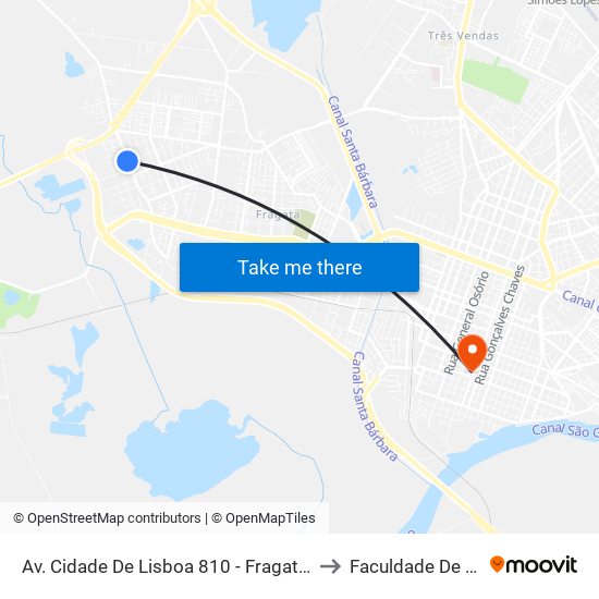 Av. Cidade De Lisboa 810 - Fragata Pelotas - Rs 96050-510 Brasil to Faculdade De Direito Da Ufpel map