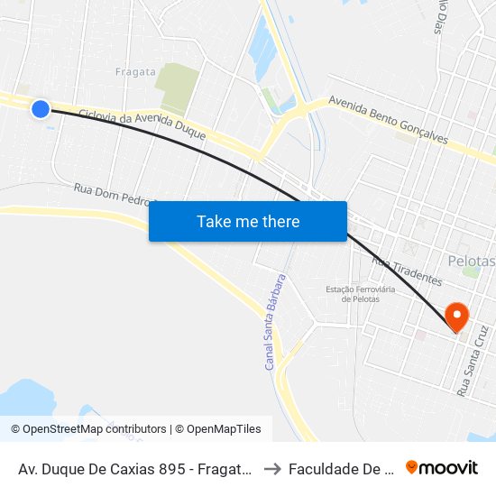 Av. Duque De Caxias 895 - Fragata Pelotas - Rs 96030-002 Brasil to Faculdade De Direito Da Ufpel map