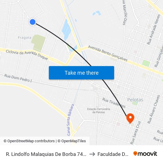 R. Lindolfo Malaquias De Borba 74 - Cohab Guabiroba Pelotas - Rs Brasil to Faculdade De Direito Da Ufpel map