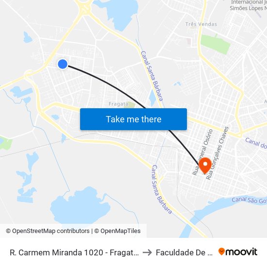 R. Carmem Miranda 1020 - Fragata Pelotas - Rs 96050-070 Brasil to Faculdade De Direito Da Ufpel map