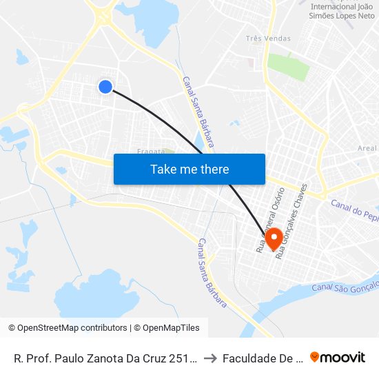 R. Prof. Paulo Zanota Da Cruz 251-271 - Fragata Pelotas - Rs Brasil to Faculdade De Direito Da Ufpel map