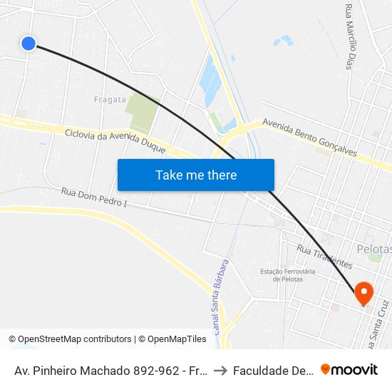 Av. Pinheiro Machado 892-962 - Fragata Pelotas - Rs 96040-500 Brasil to Faculdade De Direito Da Ufpel map