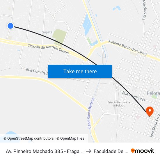 Av. Pinheiro Machado 385 - Fragata Pelotas - Rs 96040-500 Brasil to Faculdade De Direito Da Ufpel map