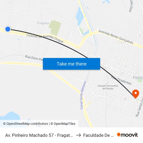 Av. Pinheiro Machado 57 - Fragata Pelotas - Rs 96040-500 Brasil to Faculdade De Direito Da Ufpel map