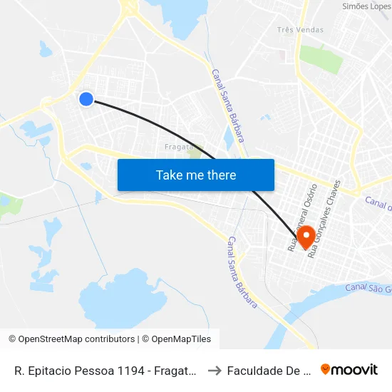 R. Epitacio Pessoa 1194 - Fragata Pelotas - Rs 96045-550 Brasil to Faculdade De Direito Da Ufpel map