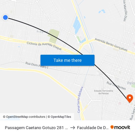 Passagem Caetano Gotuzo 281 - Fragata Pelotas - Rs Brasil to Faculdade De Direito Da Ufpel map