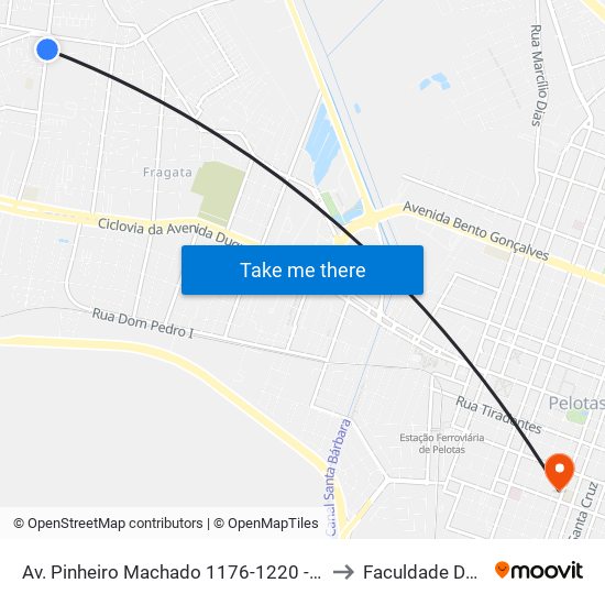 Av. Pinheiro Machado 1176-1220 - Fragata Pelotas - Rs 96040-500 Brasil to Faculdade De Direito Da Ufpel map